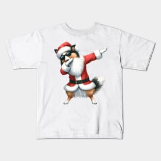 Christmas Collie Dog Dabbing Dance Kids T-Shirt